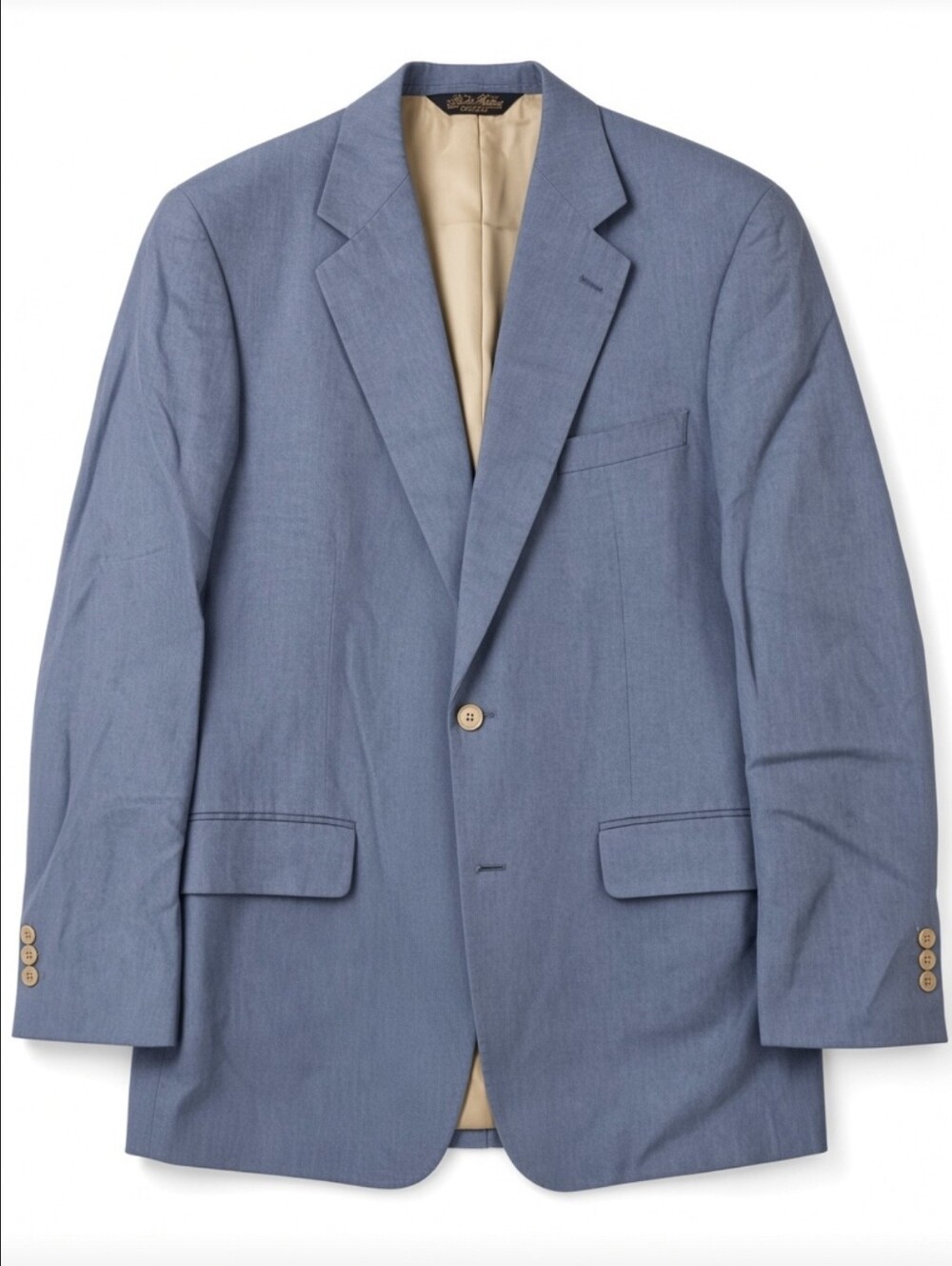 Brooks Brothers Mens 46R 100% Linen Light Blue Two Button Blazer Sport Coat USA
